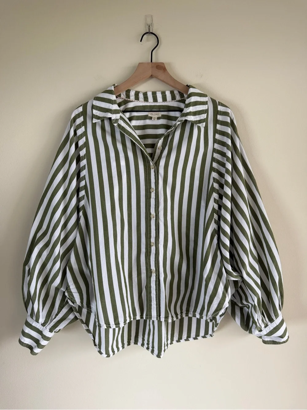 Pilcro Anthropologie Sidney Batwing Blouse Button Down Blouse  XL Boho Artsy